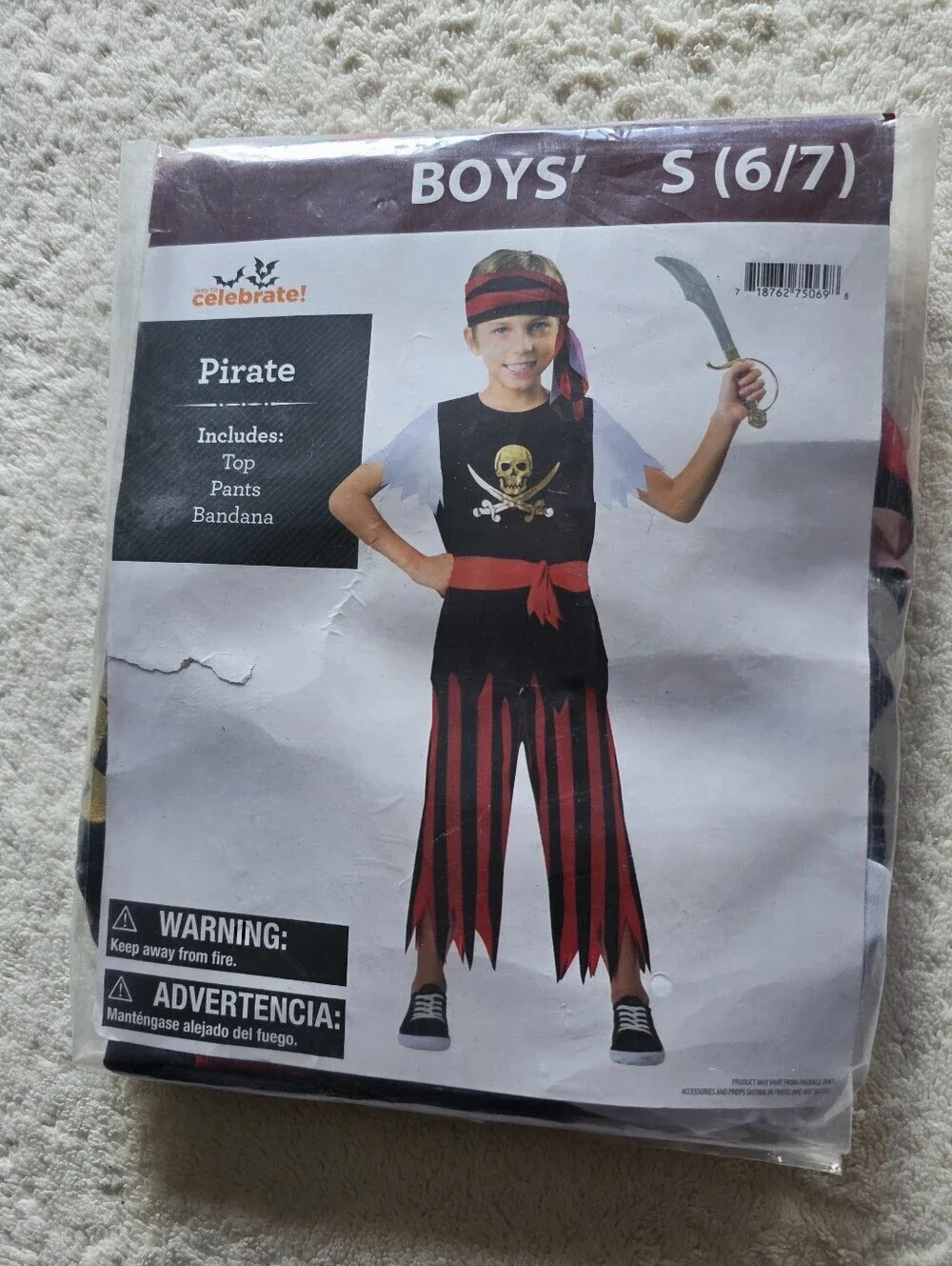 New Boy's Size S 6/7 Or L 12 Pirate Dress Up/ Halloween Costume/ complete outfit